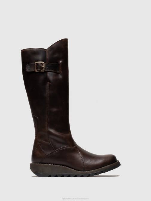 BROWN XX0D342 Zip Up Boots MOL 2 DK Fly London Women
