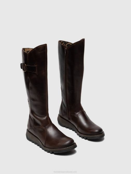BROWN XX0D342 Zip Up Boots MOL 2 DK Fly London Women