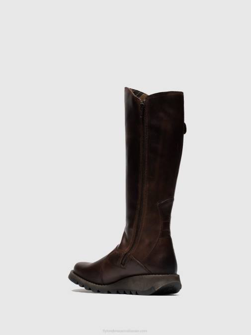 BROWN XX0D342 Zip Up Boots MOL 2 DK Fly London Women