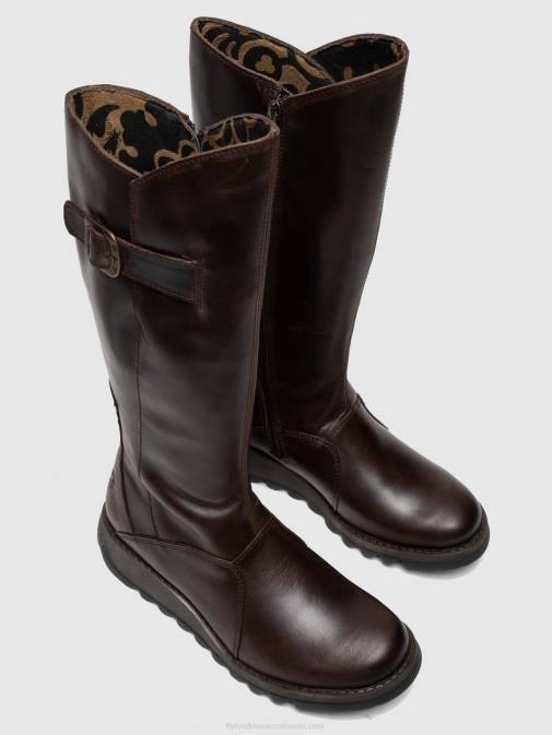 BROWN XX0D342 Zip Up Boots MOL 2 DK Fly London Women