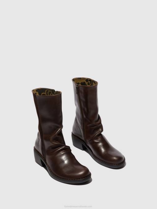 DK.BROWN/EXPRESSO XX0D301 Zip Up Boots MECY092 Fly London Women