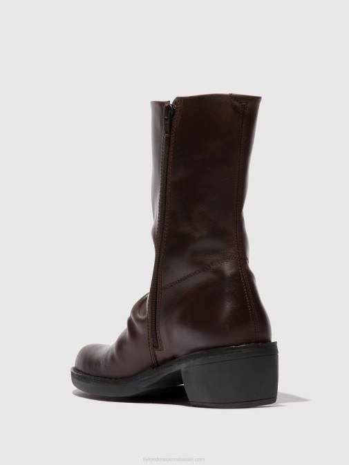 DK.BROWN/EXPRESSO XX0D301 Zip Up Boots MECY092 Fly London Women