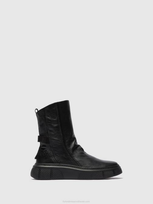 DUBLIN BLACK(BLACK SOLE) XX0D325 Zip Up Boots ESEN485 Fly London Women