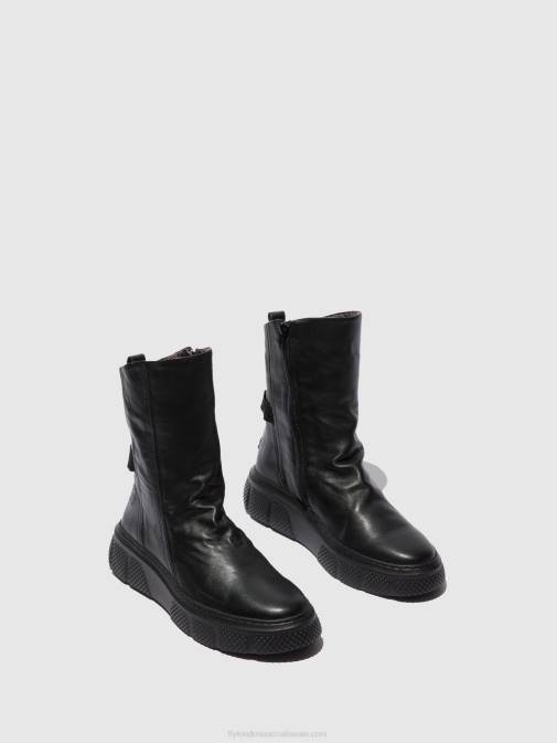 DUBLIN BLACK(BLACK SOLE) XX0D325 Zip Up Boots ESEN485 Fly London Women
