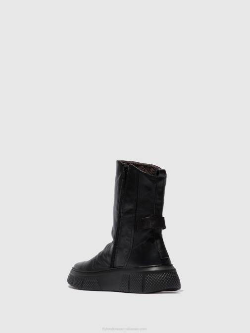 DUBLIN BLACK(BLACK SOLE) XX0D325 Zip Up Boots ESEN485 Fly London Women