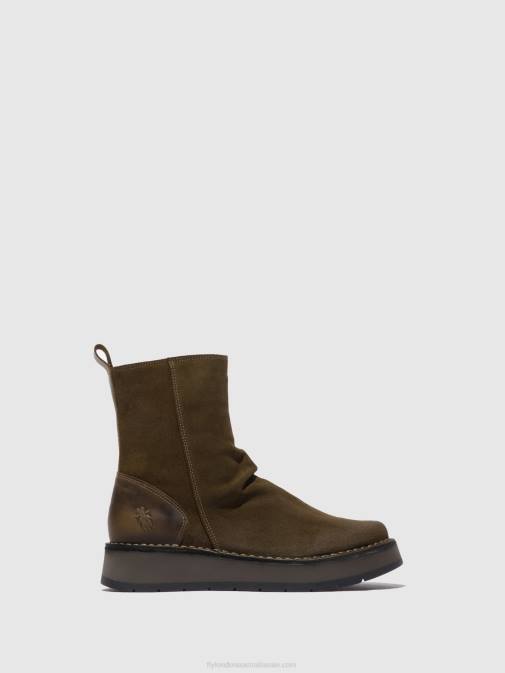OILSUEDE/RUG SLUDGE/OLIVE XX0D320 Zip Up Boots RENO053 Fly London Women