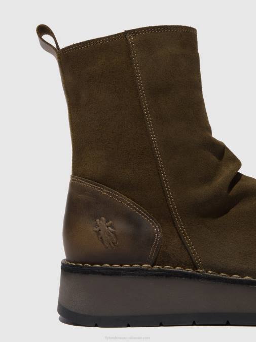 OILSUEDE/RUG SLUDGE/OLIVE XX0D320 Zip Up Boots RENO053 Fly London Women