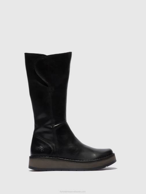 RUG BLACK XX0D339 Zip Up Boots RHEA042 Fly London Women