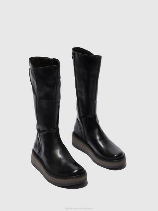 RUG BLACK XX0D339 Zip Up Boots RHEA042 Fly London Women