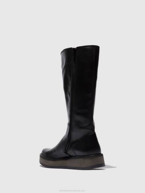 RUG BLACK XX0D339 Zip Up Boots RHEA042 Fly London Women