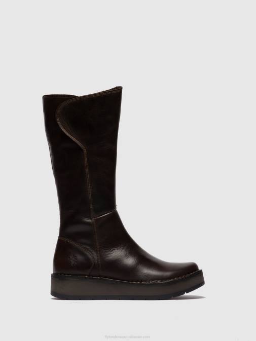 RUG DK. BROWN XX0D341 Zip Up Boots RHEA042 Fly London Women