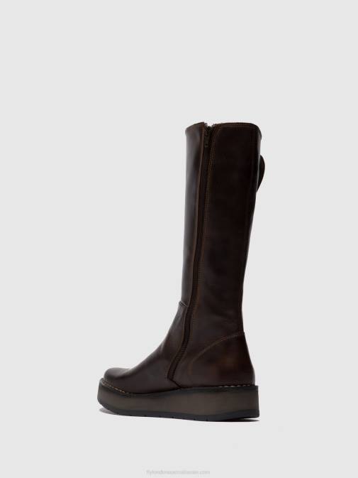 RUG DK. BROWN XX0D341 Zip Up Boots RHEA042 Fly London Women