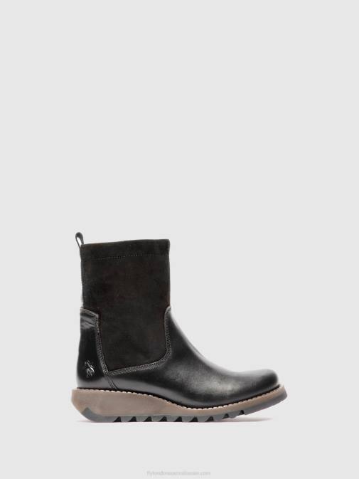 RUG/OILSUEDE BLACK XX0D319 Zip Up Boots SAUK794 Fly London Women