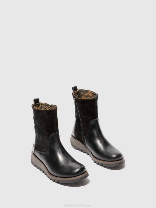 RUG/OILSUEDE BLACK XX0D319 Zip Up Boots SAUK794 Fly London Women