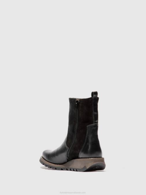 RUG/OILSUEDE BLACK XX0D319 Zip Up Boots SAUK794 Fly London Women
