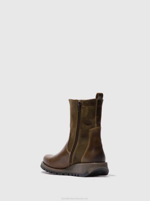 RUG/OILSUEDE OLIVE/SLUDGE XX0D318 Zip Up Boots SAUK794 Fly London Women