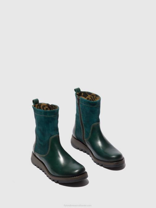 RUG/OILSUEDE PETROL XX0D316 Zip Up Boots SAUK794 Fly London Women