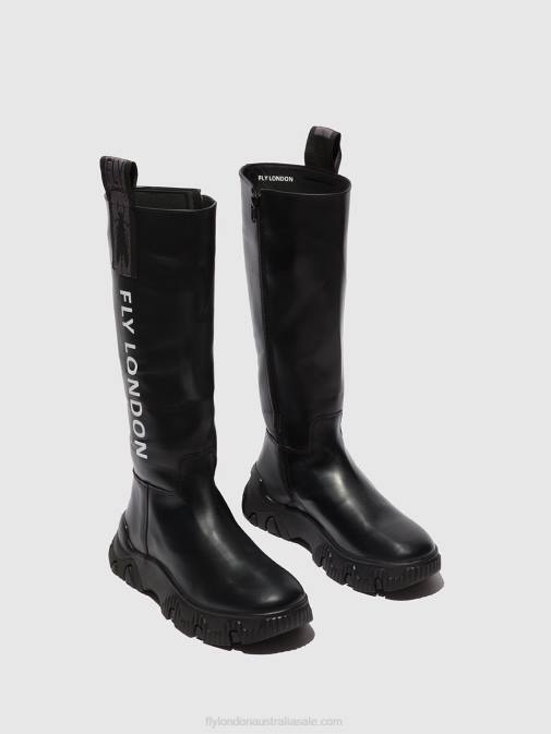 TUNDER BLACK XX0D312 Zip Up Boots FEBE886 Fly London Women