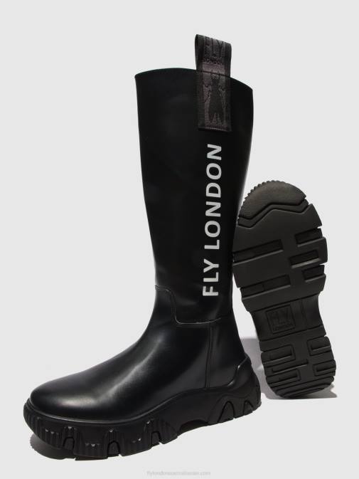 TUNDER BLACK XX0D312 Zip Up Boots FEBE886 Fly London Women