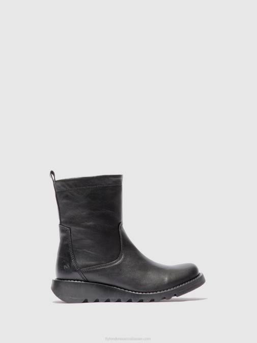 VELVET BLACK(BLACK) XX0D317 Zip Up Boots SAUK794 Fly London Women