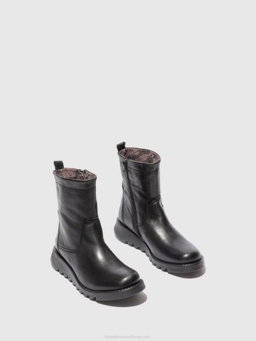 VELVET BLACK(BLACK) XX0D317 Zip Up Boots SAUK794 Fly London Women