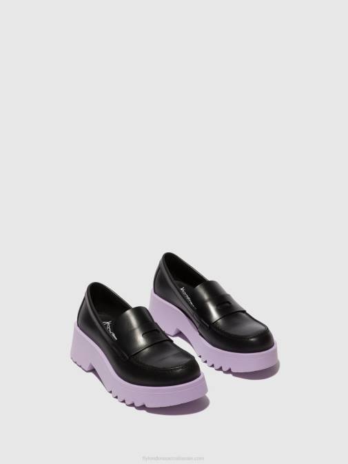 BLACK (VIOLET SOLE) XX0D651 Loafers Shoes MOAT948 Fly London Women