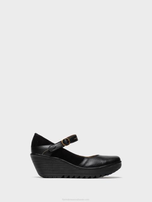 BLACK XX0D701 Mary Jane Shoes YUKO082 Fly London Women