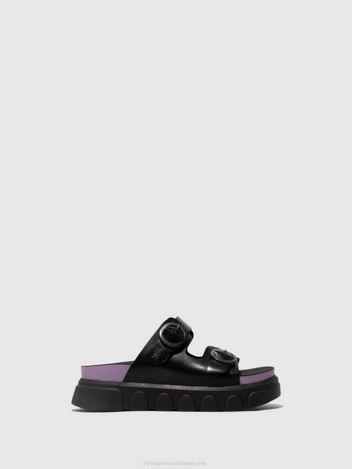 BLACK (VIOLET) XX0D376 Buckle Mules CIDE946 Fly London Women