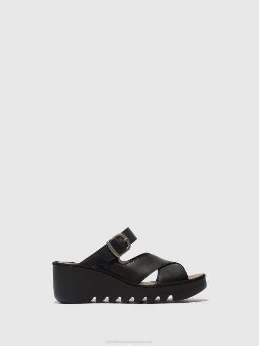BLACK XX0D356 Wedge Mules BOCY409 Fly London Women