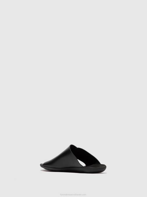 BRIDLE BLACK XX0D384 Open Toe Mules MICA758 Fly London Women