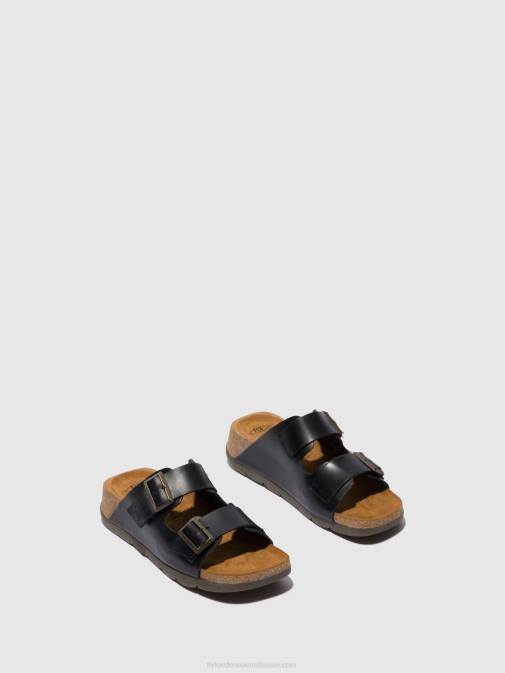 BRIDLE BLACK XX0D387 Open Toe Mules CAJA721 Fly London Women