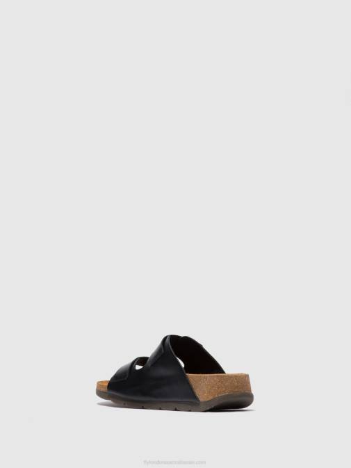 BRIDLE BLACK XX0D387 Open Toe Mules CAJA721 Fly London Women