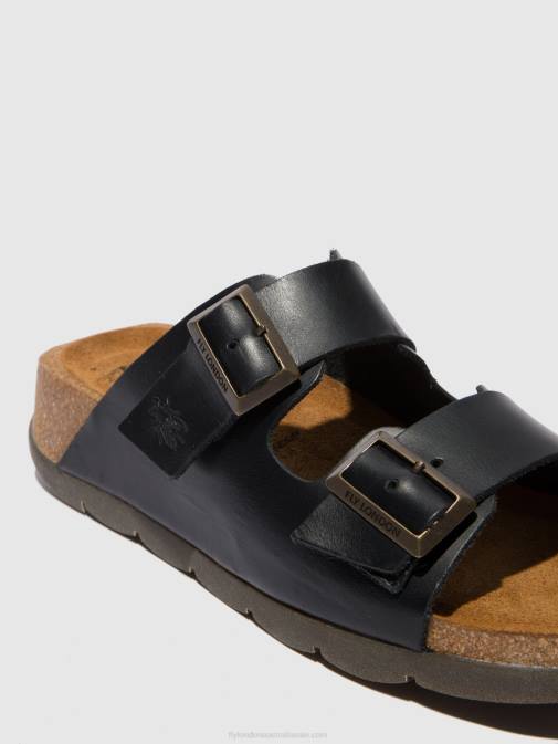 BRIDLE BLACK XX0D387 Open Toe Mules CAJA721 Fly London Women