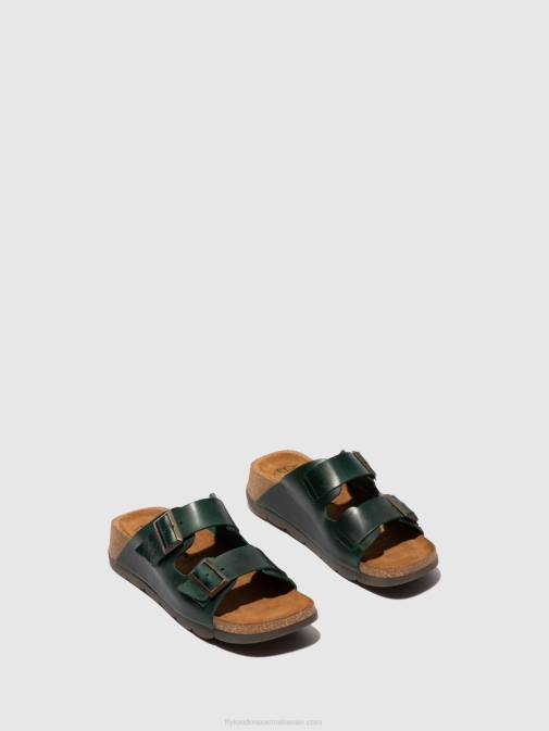 BRIDLE PETROL XX0D386 Open Toe Mules CAJA721 Fly London Women