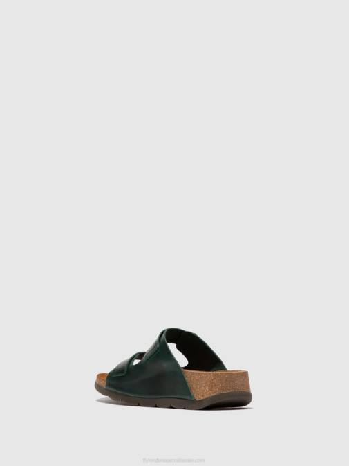 BRIDLE PETROL XX0D386 Open Toe Mules CAJA721 Fly London Women