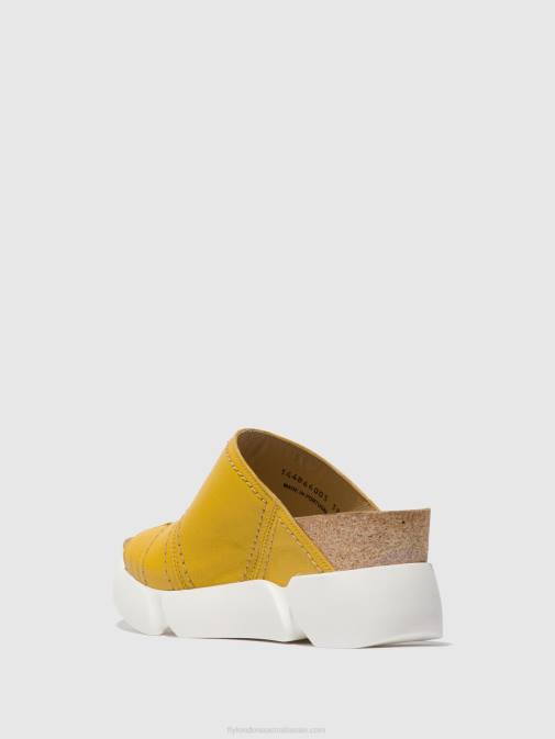 BRIGHT YELLOW XX0D381 Open Toe Mules SIVE866 Fly London Women