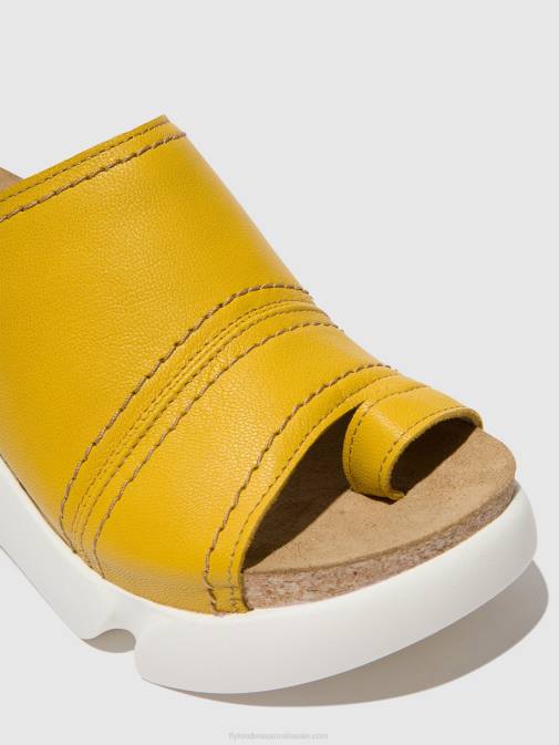 BRIGHT YELLOW XX0D381 Open Toe Mules SIVE866 Fly London Women