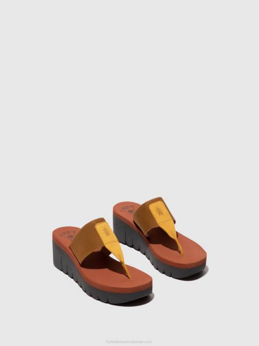 BUMBLEBEE/CAMEL (BRICK) XX0D359 Slip-on Mules YOMU725 Fly London Women