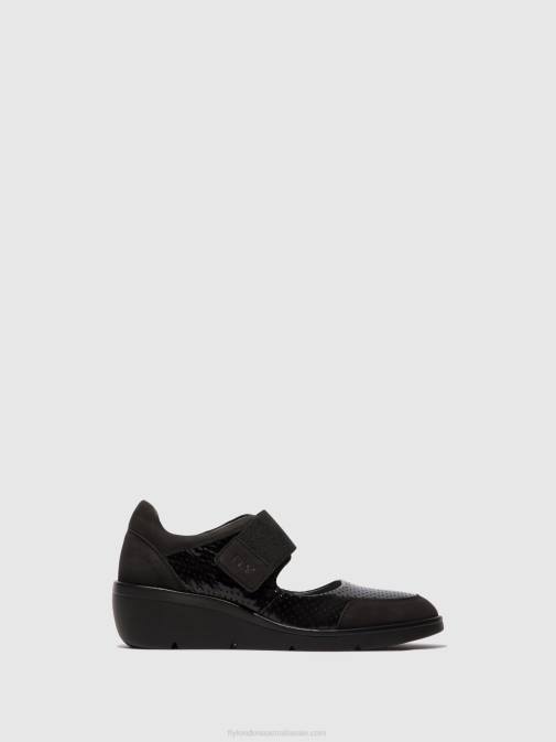 BLACK XX0D624 Velcro Shoes NAJE583 Fly London Women