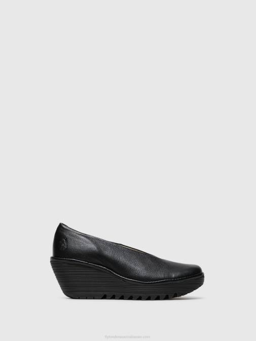 Gloss Black XX0D702 Wedge Shoes YAZ Fly London Women