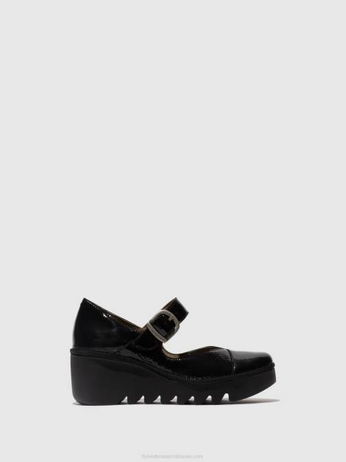 LUXOR BLACK XX0D621 Buckle Shoes BAXE428 Fly London Women