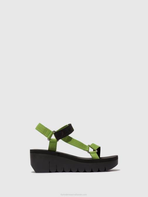BLACK/AVOCADO (BLACK XX0D394 Velcro Sandals YEFA726 Fly London Women