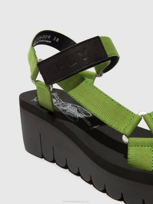 BLACK/AVOCADO (BLACK XX0D394 Velcro Sandals YEFA726 Fly London Women