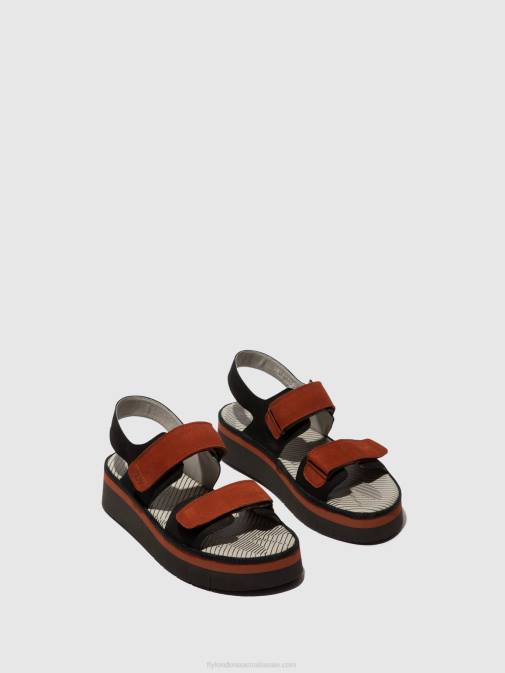 BLACK/BRICK XX0D576 Sling-Back Sandals CORI377 Fly London Women