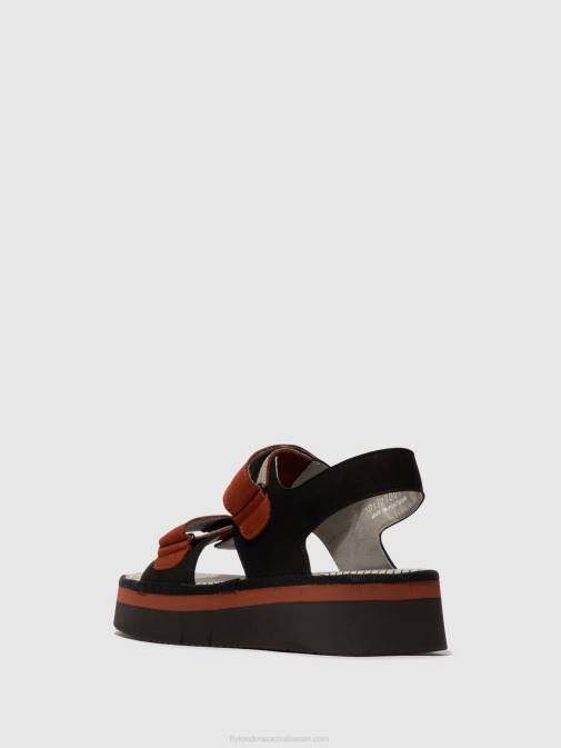BLACK/BRICK XX0D576 Sling-Back Sandals CORI377 Fly London Women