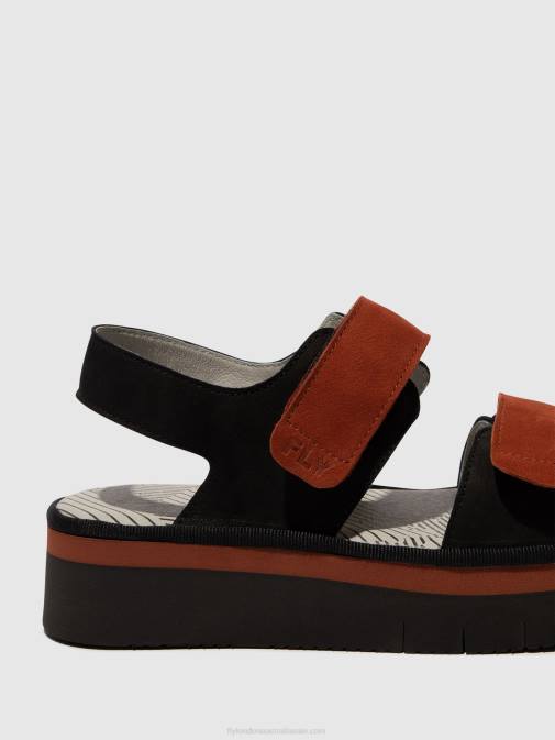 BLACK/BRICK XX0D576 Sling-Back Sandals CORI377 Fly London Women