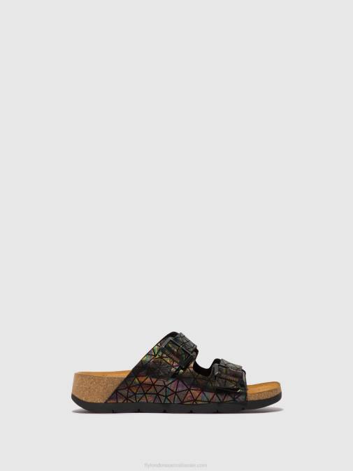 BLACK PETROL XX0D500 Buckle Sandals CAJA721 Fly London Women