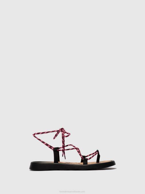 BLACK(PURPLE) XX0D550 Lace-up Sandals TACE874 Fly London Women