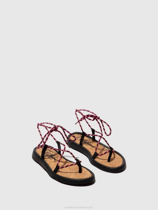 BLACK(PURPLE) XX0D550 Lace-up Sandals TACE874 Fly London Women