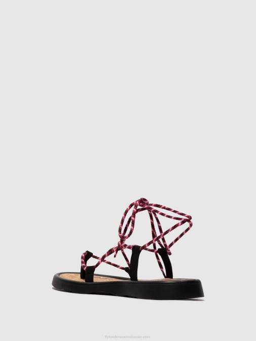 BLACK(PURPLE) XX0D550 Lace-up Sandals TACE874 Fly London Women